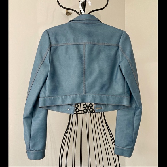 Faux leather blue jacket - Picture 2 of 4
